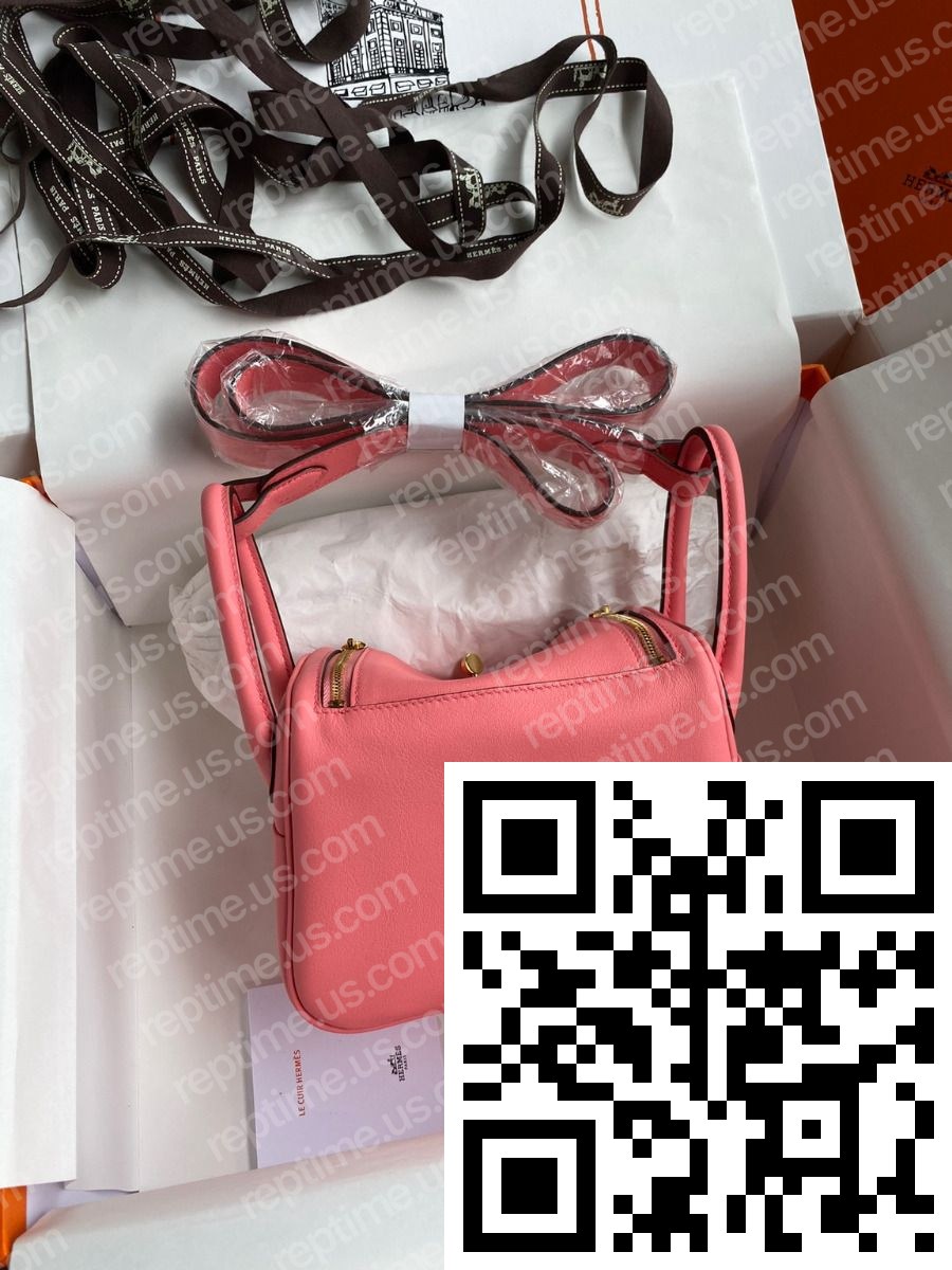 Hermes Mini Lindy Handmade Bag In Rose Lipstick Swift Leather - Image 2