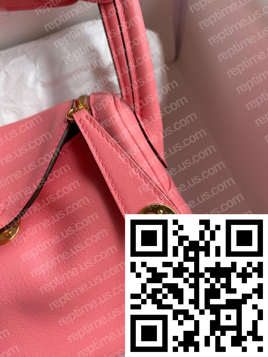 Hermes Mini Lindy Handmade Bag In Rose Lipstick Swift Leather - Image 3