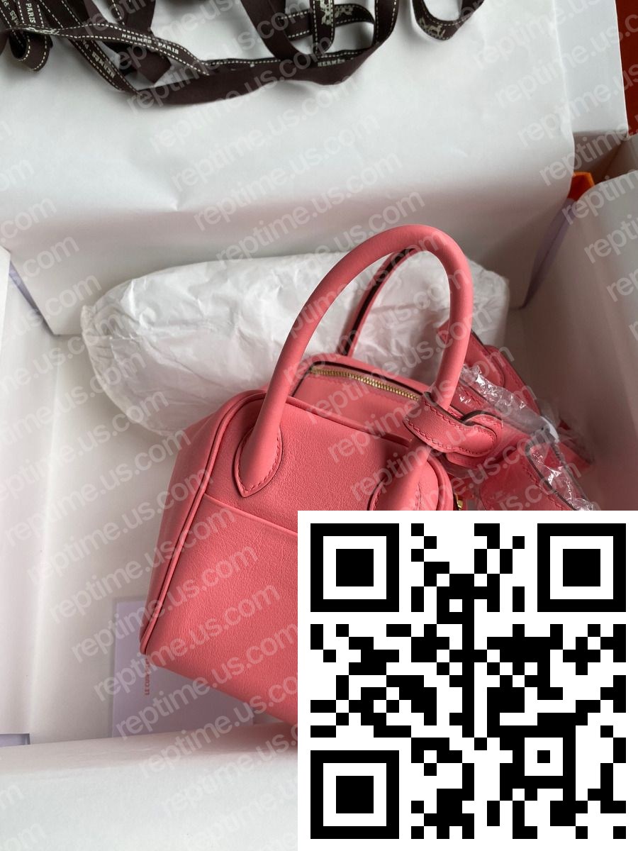 Hermes Mini Lindy Handmade Bag In Rose Lipstick Swift Leather - Image 4