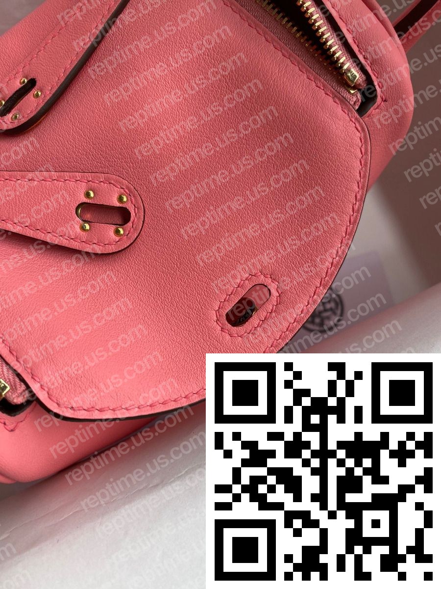 Hermes Mini Lindy Handmade Bag In Rose Lipstick Swift Leather - Image 6
