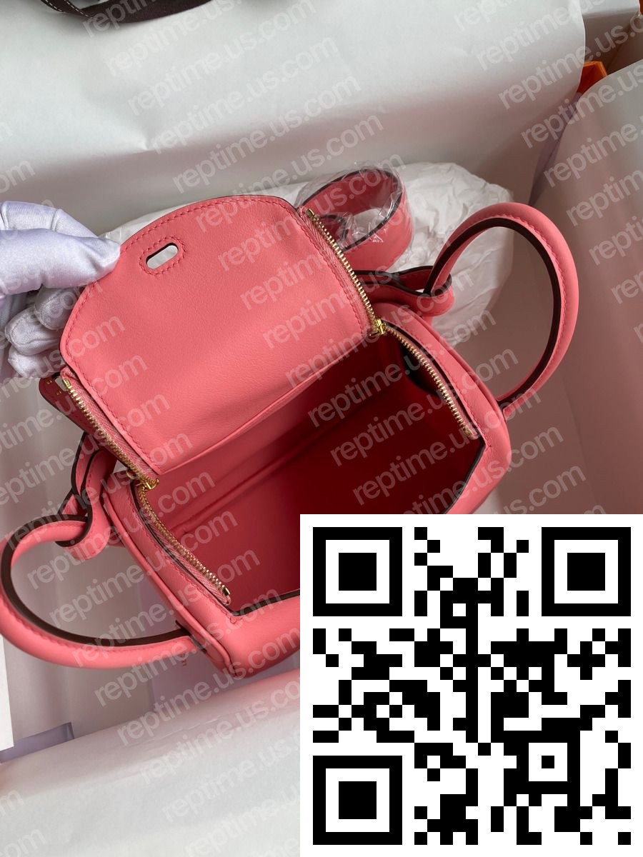 Hermes Mini Lindy Handmade Bag In Rose Lipstick Swift Leather - Image 7