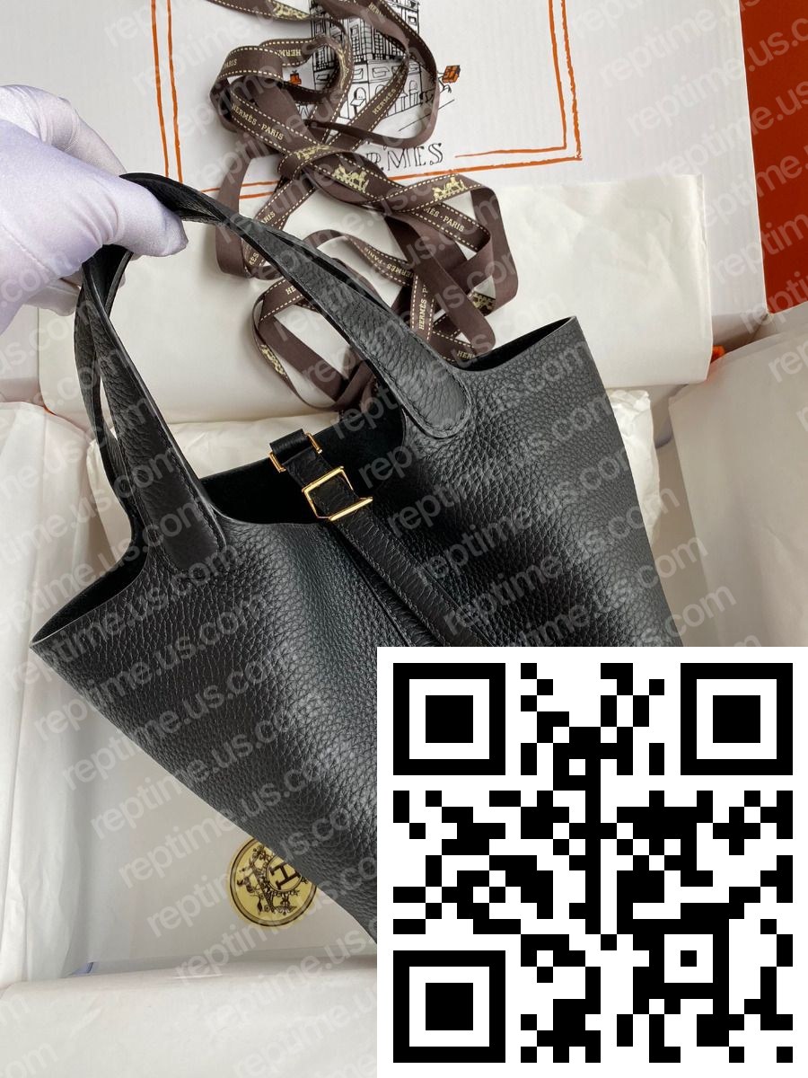 Hermes Picotin Lock 18 Handmade Bag in Black Clemence Leather - Image 2