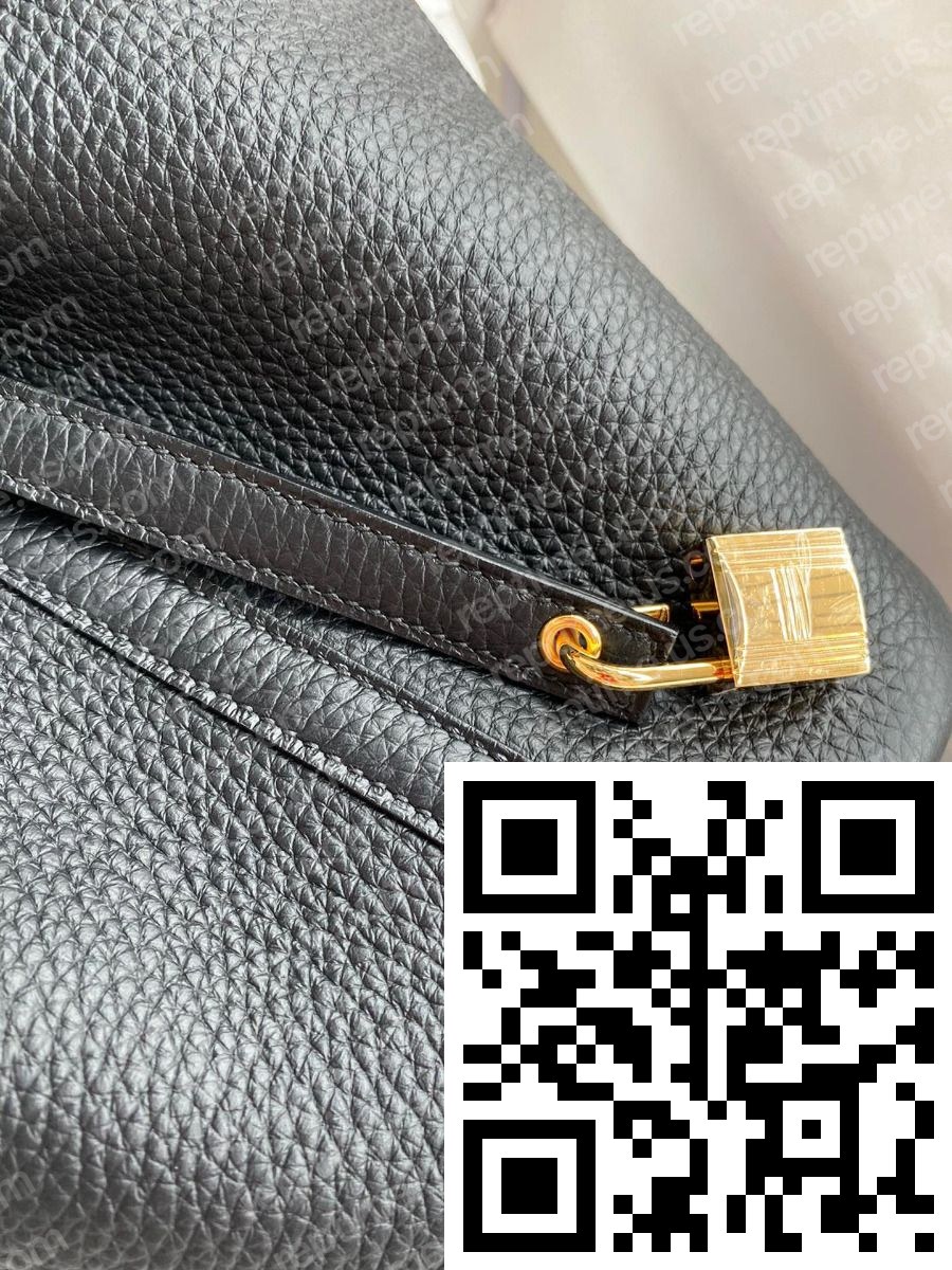 Hermes Picotin Lock 18 Handmade Bag in Black Clemence Leather - Image 3