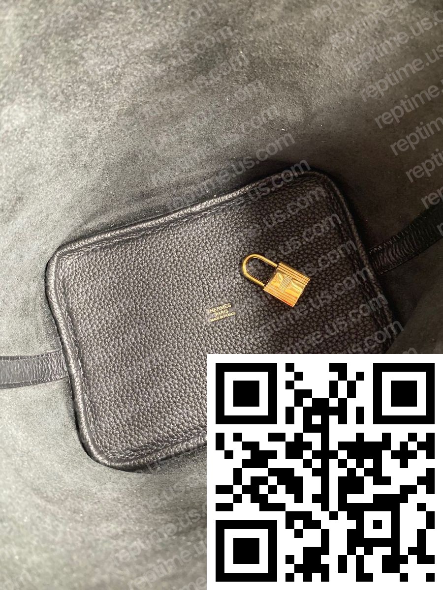 Hermes Picotin Lock 18 Handmade Bag in Black Clemence Leather - Image 6