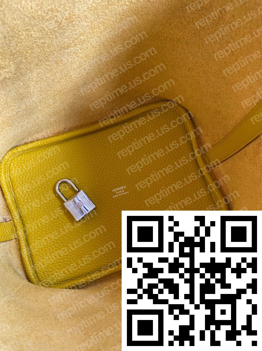 Hermes Picotin Lock 18 Handmade Bag in Jaune Ambre Clemence Leather - Image 6