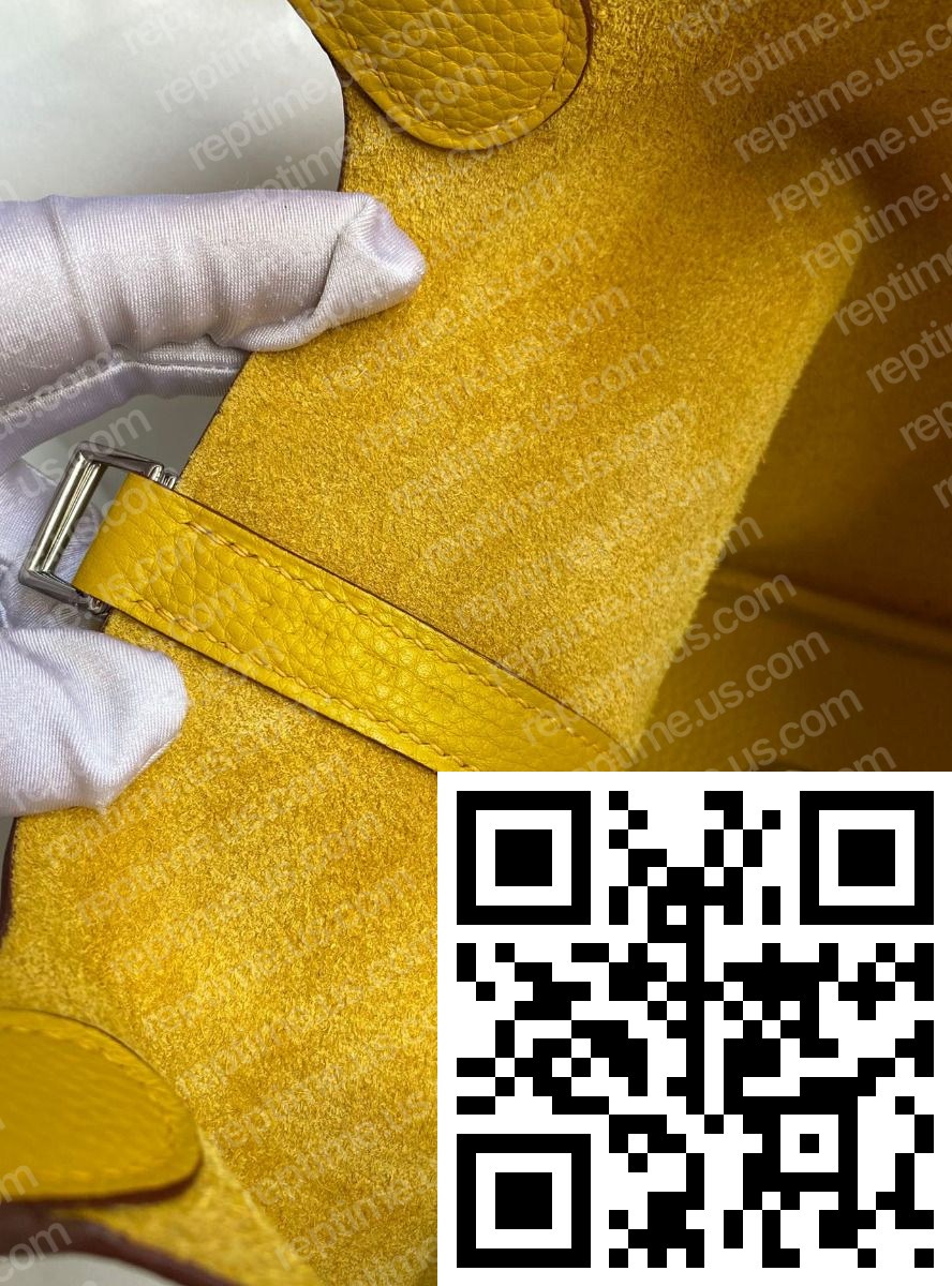 Hermes Picotin Lock 18 Handmade Bag in Jaune Ambre Clemence Leather - Image 7