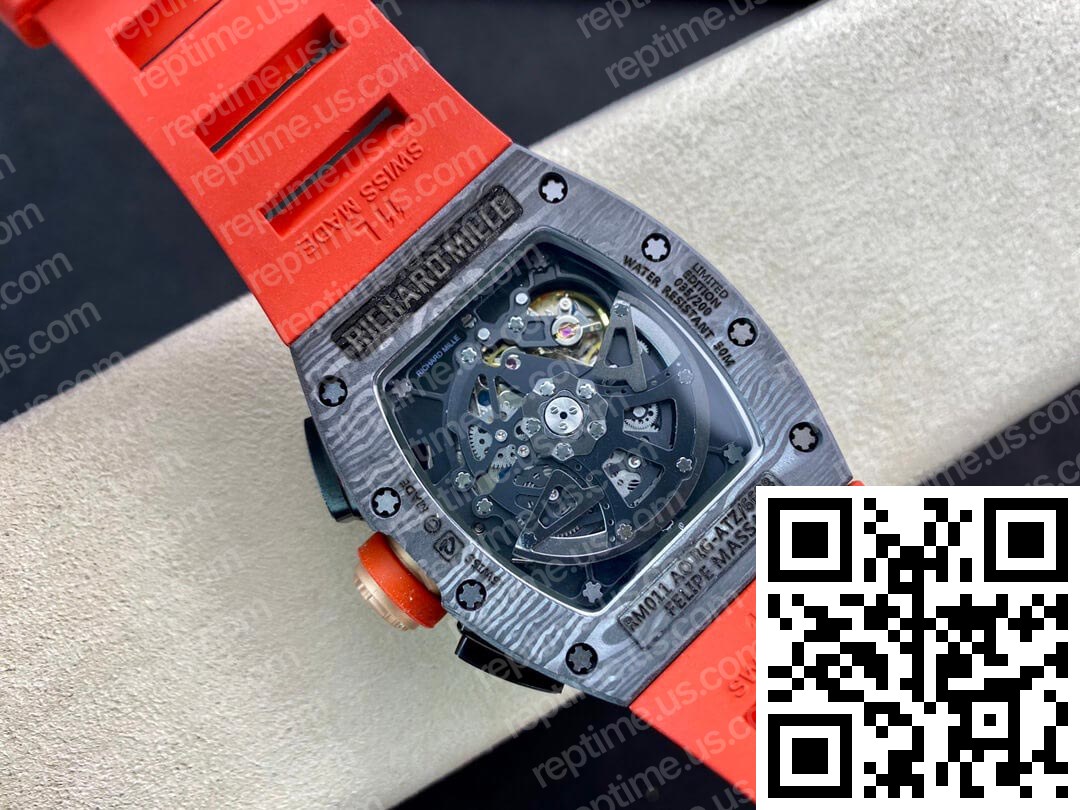 Richard Mille RM011 V3 Red Rubber Strap - Image 3