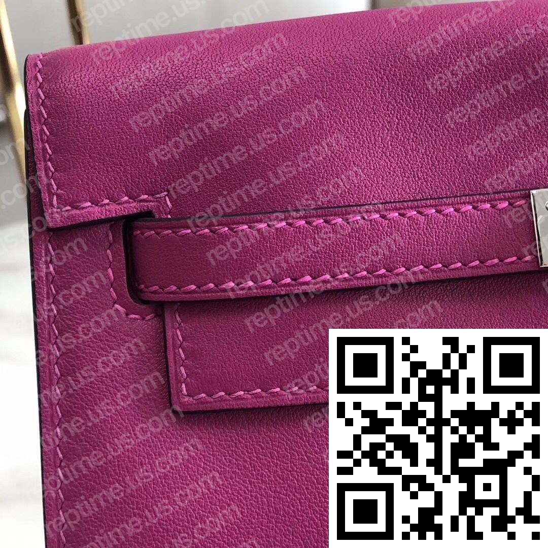 Hermes Kelly Danse Handmade Bag In Rose Purple Swift Leather - Image 3