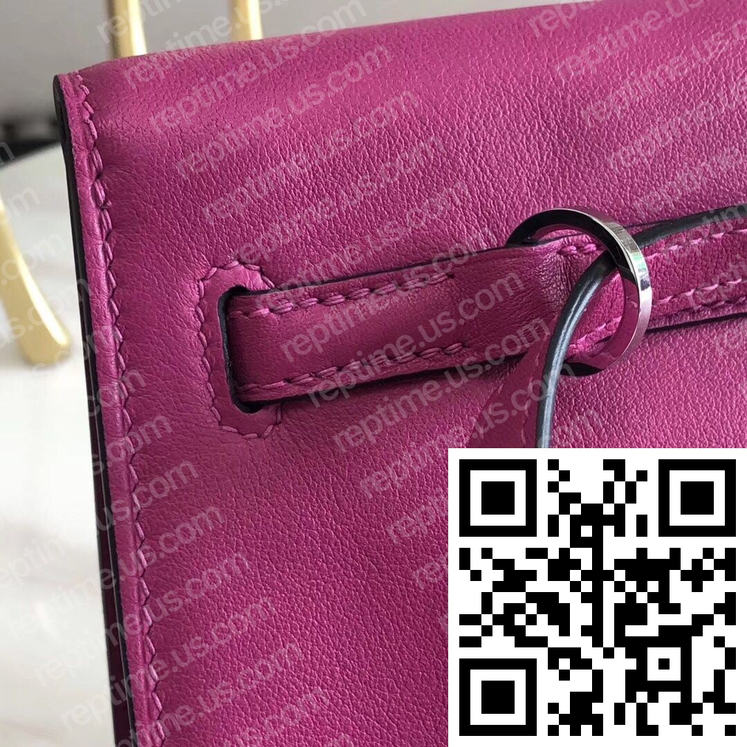 Hermes Kelly Danse Handmade Bag In Rose Purple Swift Leather - Image 4