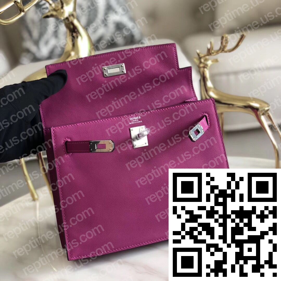 Hermes Kelly Danse Handmade Bag In Rose Purple Swift Leather - Image 5