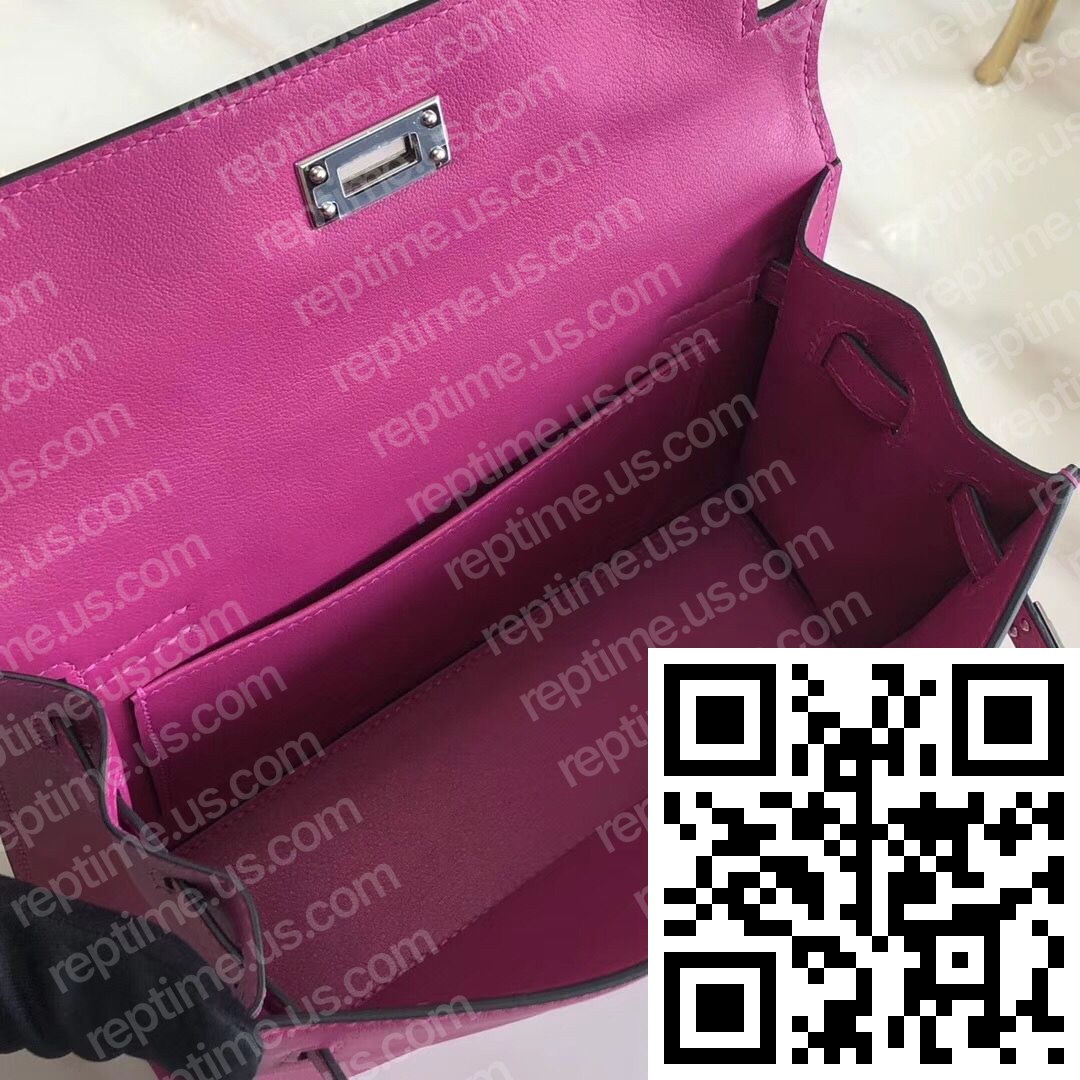 Hermes Kelly Danse Handmade Bag In Rose Purple Swift Leather - Image 8