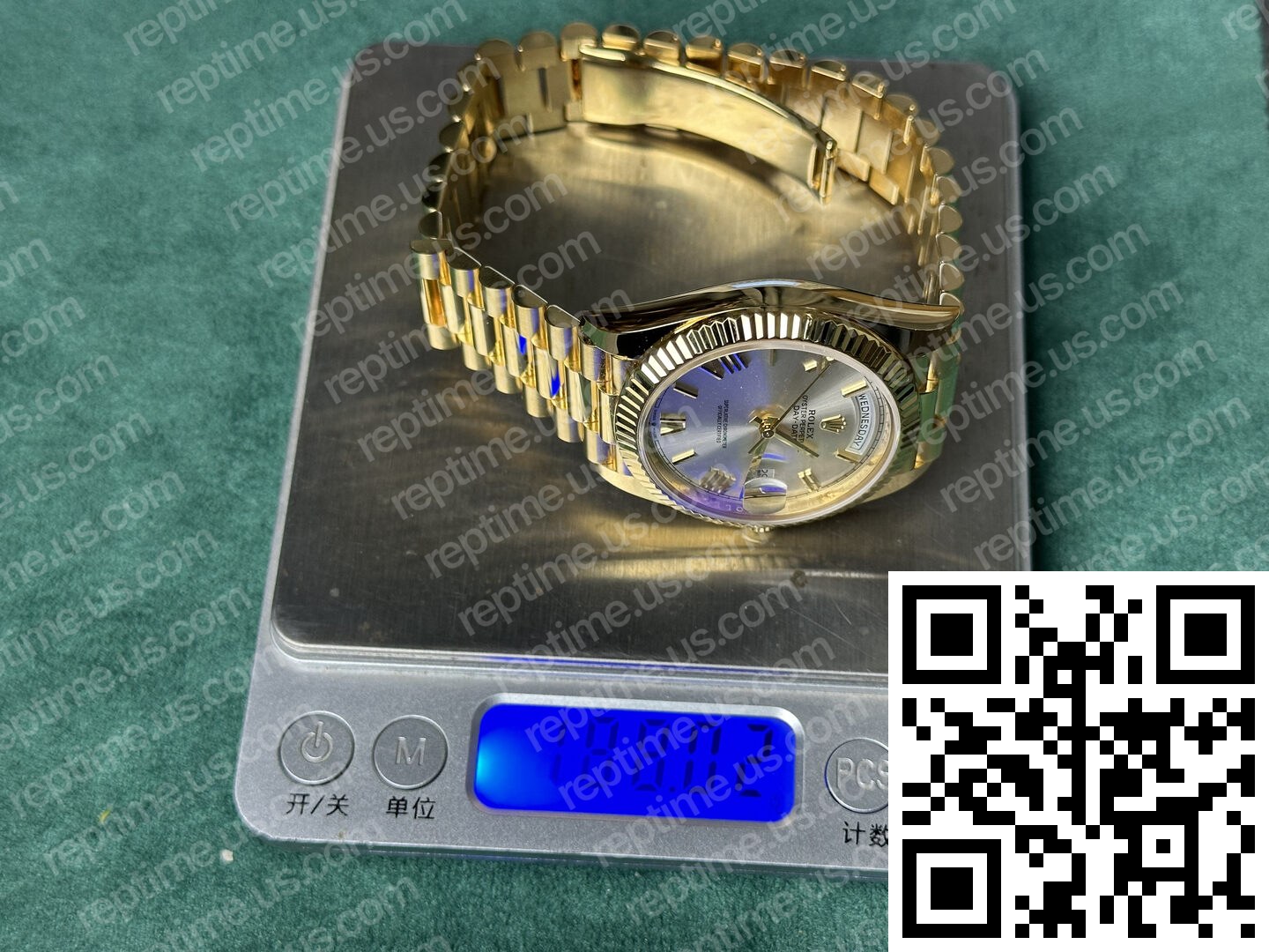 Custom Made 18k Yellow Gold Plated Rolex Day Date Silver Dial 40mm M228238-0002 - Image 9
