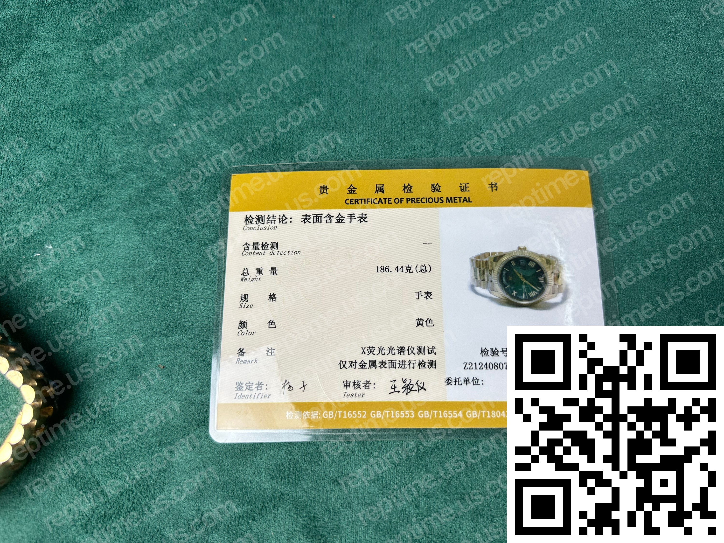 Custom Made 18k Yellow Gold Plated Rolex Day Date 40mm Green Ombre Dial 2024 - Image 8