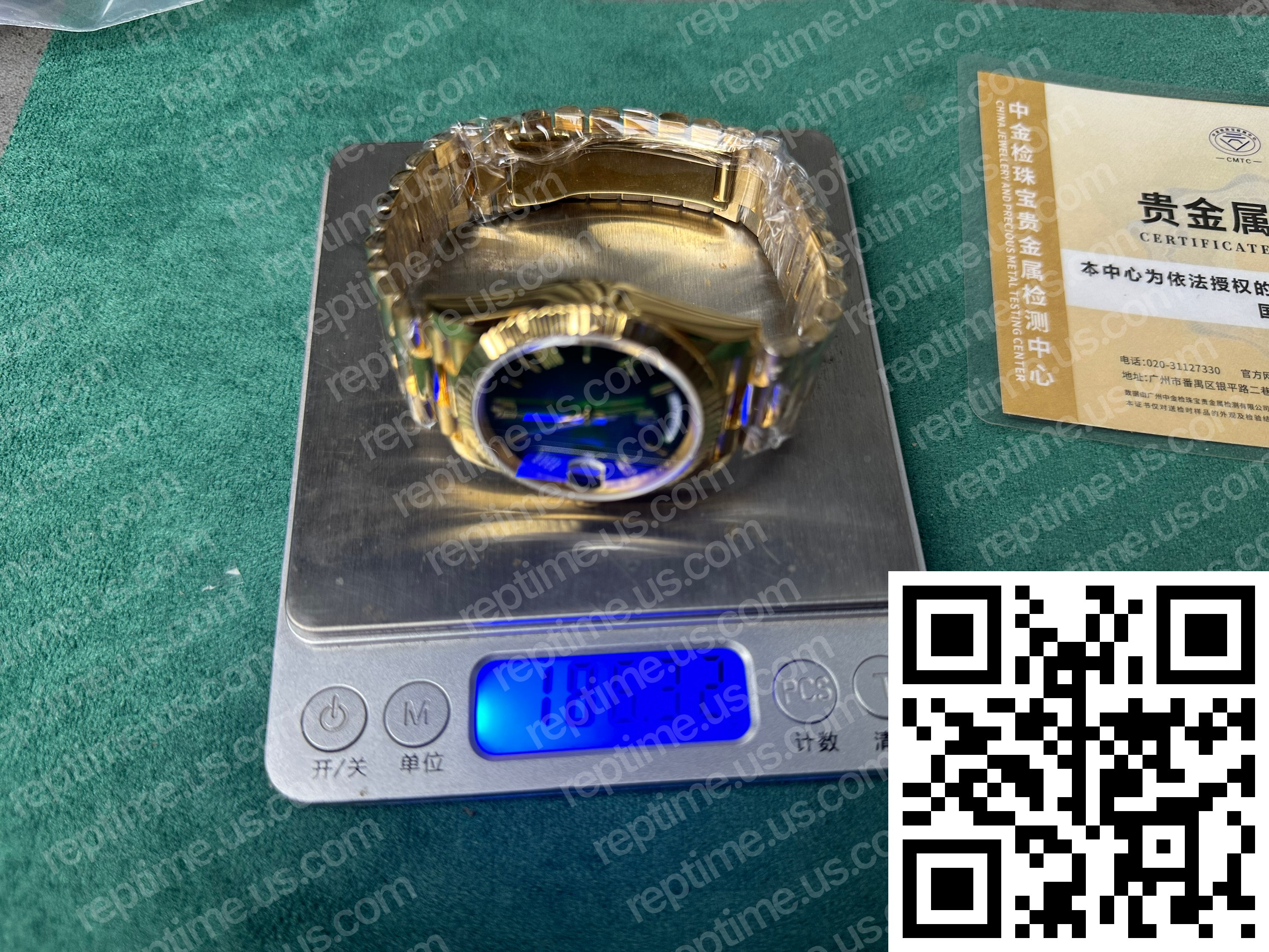 Custom Made 18k Yellow Gold Plated Rolex Day Date 40mm Green Ombre Dial 2024 - Image 9