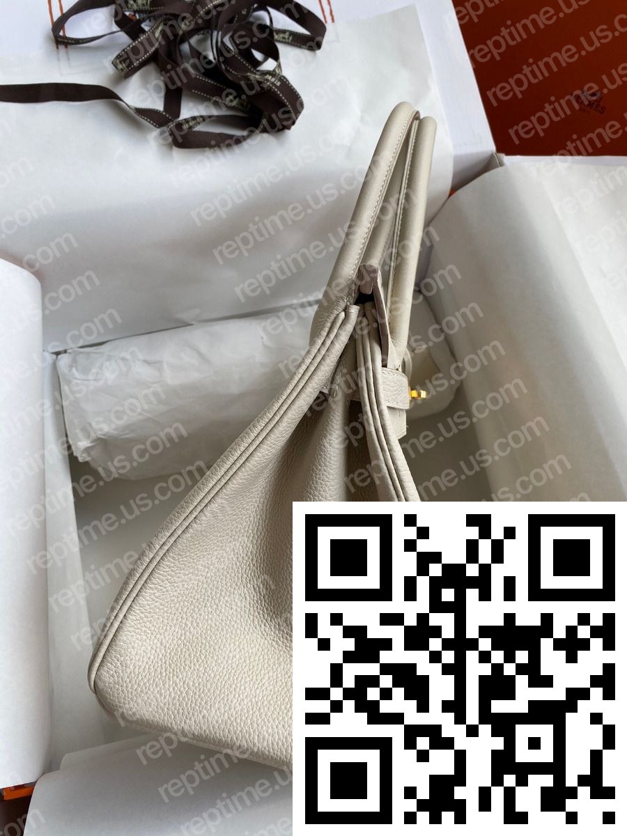 Hermes Birkin 30 Retourne Handmade Bag In Craie Clemence Leather - Image 5