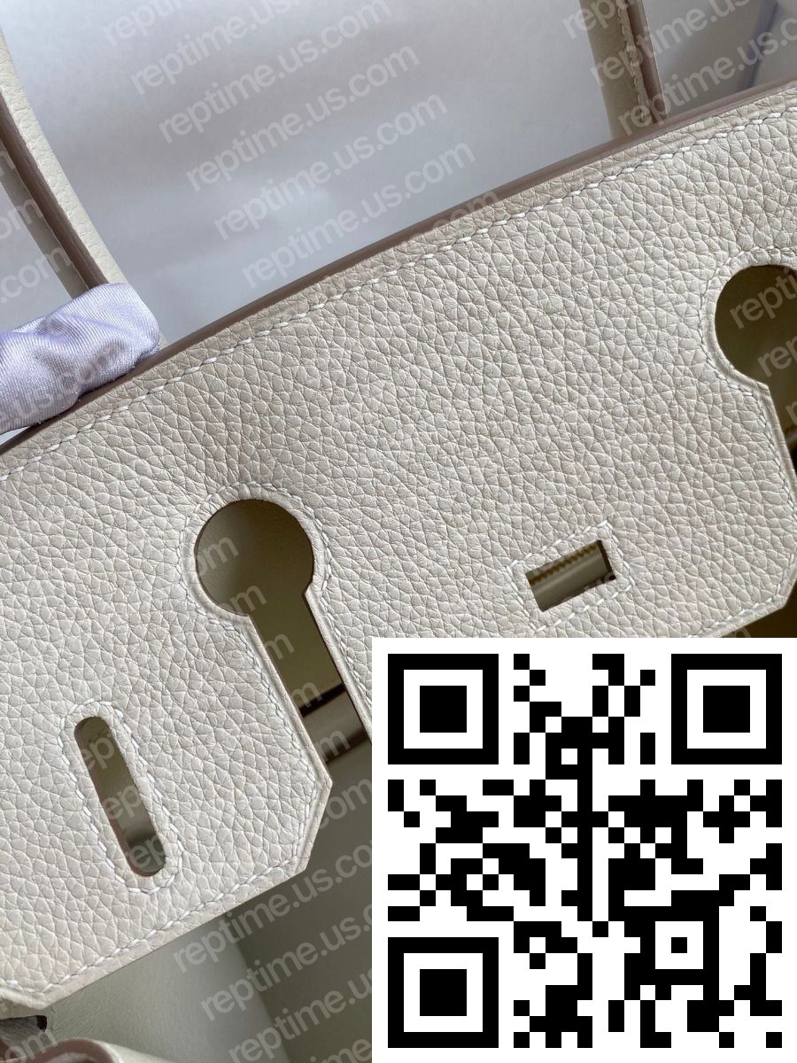 Hermes Birkin 30 Retourne Handmade Bag In Craie Clemence Leather - Image 7