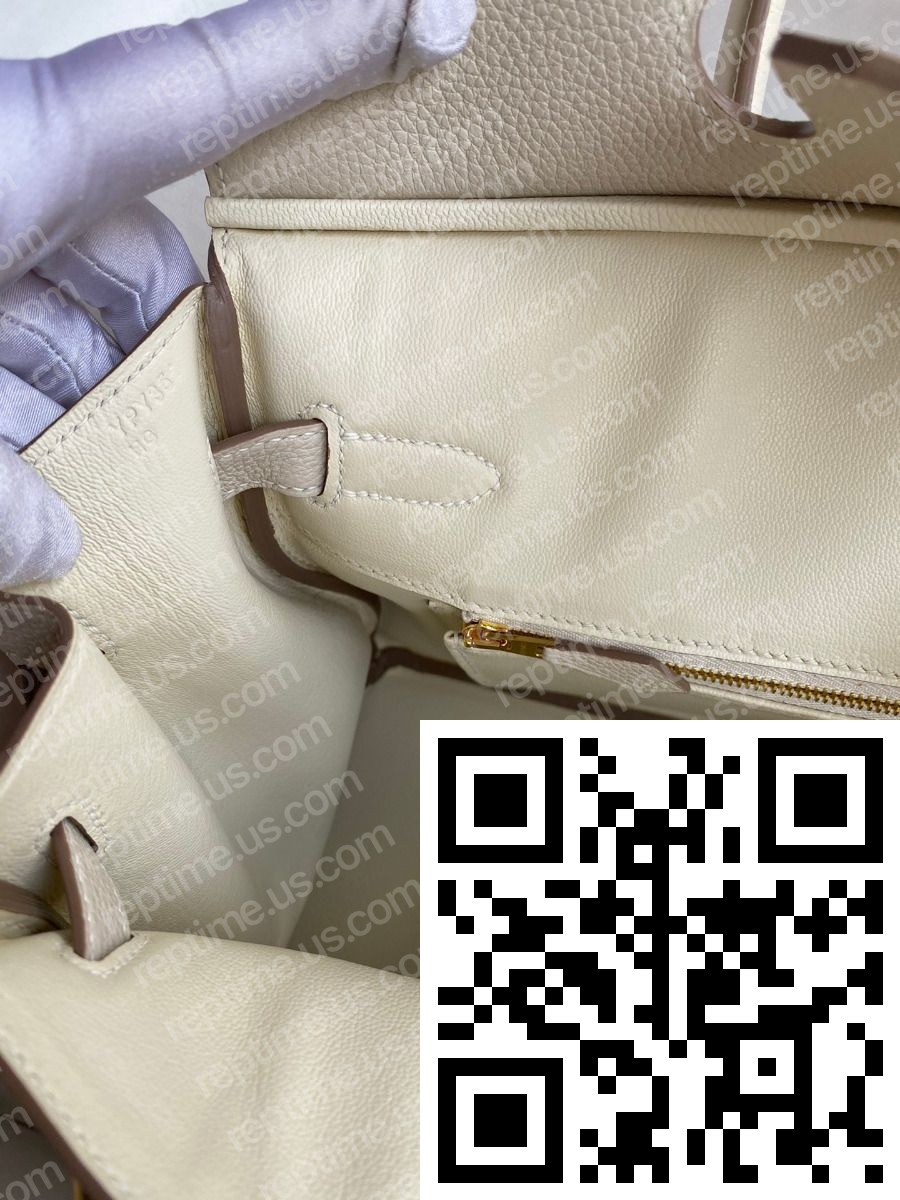 Hermes Birkin 30 Retourne Handmade Bag In Craie Clemence Leather - Image 8